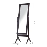 HOMCOM Free-standing Full-length Jewellery Dressing Mirror Angle Adjustable Living Room Bedroom  Dark Brown(m-3)