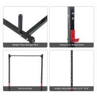 [Pick Up Only]Soozier Rogue Squat Rack Adjustable Power Squat Rack  Home Exercise Barbell Fitness Cage - Black(m-4)