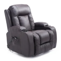 HOMCOM Faux Leather Vibrating Massage Recliner Chair with Remote Brown (No Heat)(m-6)