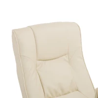 HOMCOM Modern Recliner Contemporary Recliner Chair and Ottoman Set Swivel Armchair with Wrapped Base Cream(m-7)