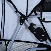 PawHut Jogging Stroller 4 Wheel Pet Stroller Carrier Folding Sunshade Oxford Cloth Canopy w/Brake Lightweight Reflective Strip Grey(m-12)