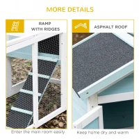 PawHut 102" 2 in 1 Wooden Rabbit Hutch Double Main House Pet Playpen Large Bunny House Enclosure for Indoor Outdoor with Run Box, Slide-out Tray, Ramp, for Rabbits and Small Animals, Blue(m-7)