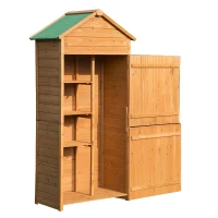 Outsunny Wood Storage Shed Garden Shed Outdoor Tool Storage Cabinet Arrow Hutch Lockable Unit with Double Door(m-1)