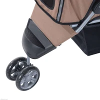 PawHut 3 Wheel Folding Dog Pet Cat Stroller with Brake and Canopy, Coffee(m-7)