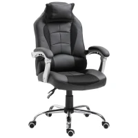HOMCOM Ergonomic Executive Office Chair Swivel Racing Recliner PU Leather Height Adjustable, Black(m-2)