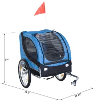 PawHut Pet Bike Trailer Bike Cart Bicycle Dog Cat Travel Carrier Foldable Blue(m-3)