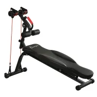 Soozier Multifunctiona Fitness Bench with Adjustable Handle Leg Lifts for Home Gym, Black(m-1)