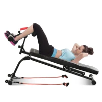 Soozier Multifunctiona Fitness Bench with Adjustable Handle Leg Lifts for Home Gym, Black(m-9)