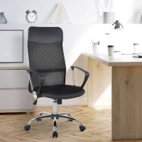 HOMCOM Office Chair High Back Ergonomic Mesh Swivel Computer Executive Desk Armchair Height Adjustable with Wheels, Black(m-2)