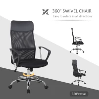 HOMCOM Office Chair High Back Ergonomic Mesh Swivel Computer Executive Desk Armchair Height Adjustable with Wheels, Black(m-5)