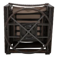 [Pick UP] Outsunny Deluxe Swivel Rattan Wicker Sofa Chair Reclining Lounge Outdoor Patio Furniture with Cushion, Brown/Kaki(m-20)