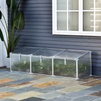 Outsunny 71" Aluminum Vented Cold Frame Greenhouse Box Raised Planter Bed Garden Easy Access Protector(m-2)