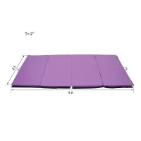 Soozier Tumbling Mats 4ftx10ftx2inch PU Leather Gymnastics Gym Mat Arts Folding Yoga Exercise Mat Pad 4 Panel Purple(m-3)