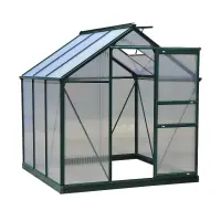 Outsunny 6.2' x 6.3' x 6.6' Clear Polycarbonate Greenhouse Large Walk-In Green House Garden Plants Grow Galvanized Base Aluminium Frame w/ Slide Door(m-2)