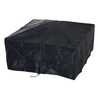 Outsunny Metal Fire Pit Square Fire Fit 32Inch Outdoor Steel Firepit Backyard Patio Garden Stove w/ Rain Cover(m-14)