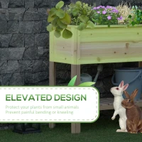 Outsunny Wooden Raised Garden Bed Standing Elevated Planter Box with Storage Shelf for Flowers, Vegetables, and Herbs, 36"L x 16"W x 32"H, Natural(m-4)