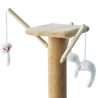 PawHut Cat Jungle Gym 52" Multi-Level Cat Tree Kitten Playhouse Kitty Activity Center Scratching Post Rest Condo with Hammock Beige(m-11)