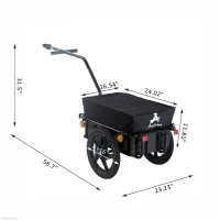 Aosom Bicycle Cargo Trailer 16 inch Air Wheel Wagon Trailer with Suitcase Large Capacity Enclosed Stroller Wagon - Black(m-3)