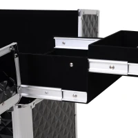 Homcom Makeup Case 20”Train Pro Aluminum Rolling Train Case Wheeled Box Upright Studded Black(m-9)