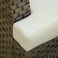 Outsunny 8 Pieces Wicker Patio Furniture Set, Outdoor PE Rattan Sectional Conversation Sofa Set w/ Aluminum Plate Top Table, Side Table & Cushions for Garden, Backyard, Beige(m-7)
