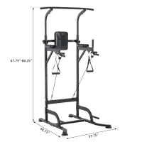Soozier Multi-Function Power Tower Chin Up Bar Stand Dip Machine Full Body Workout Training Fitness Equipment(m-3)