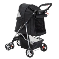 PawHut Pet stroller lightweight folding separate doggo stroller cat and dog teddy nest basket outdoor Storage Black(m-9)