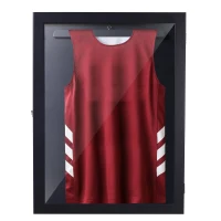 HOMCOM Display Case Jersey Frame Football Baseball Basketball Shirt Shadow Box Cabinet Black(28”x35”)(m-1)