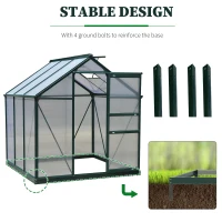Outsunny 6.2' x 6.3' x 6.6' Clear Polycarbonate Greenhouse Large Walk-In Green House Garden Plants Grow Galvanized Base Aluminium Frame w/ Slide Door(m-6)