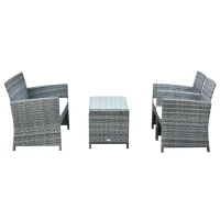 Outsunny 4Pcs Rattan Sofa Set with Table & Cushion Patio Wicker Furniture Garden Lawn Chair(m-4)