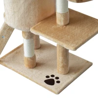 PawHut Cat Jungle Gym 52" Multi-Level Cat Tree Kitten Playhouse Kitty Activity Center Scratching Post Rest Condo with Hammock Beige(m-13)
