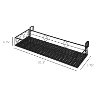 Outsunny 32'' x 12'' Hanging Flower Pot Stand Rack with Hooks, Metal Plant Pot Holder, Railing Shelf, Windows Decorate for Outdoor Garden Balcony Fence Patio(m-3)