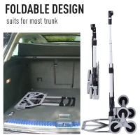 DURHAND 6-Wheels Up Stairs Trolley Hand Trucks Foldable Steel Load Cart W/ Fixed Rope(m-6)