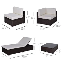 [Pick Up] Outsunny 9pcs Delux Outdoor Indoor Wicker Rattan Sofa Set Garden Furniture Lounger Chair Bed Pillow Table(m-3)