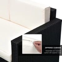 Outsunny Patio Sectional 4pcs Outdoor Rattan Wicker Sofa Set Outdoor Furniture with Cushions (m-6)