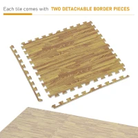 HOMCOM Interlocking Floor Mats 24pcs 96 Square Feet Soft Wood Grain EVA Foam  Exercise Workout Mat Kid Play Mat (Light Grain Wood)(m-8)