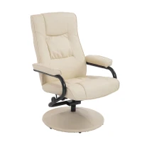 HOMCOM Modern Recliner Contemporary Recliner Chair and Ottoman Set Swivel Armchair with Wrapped Base Cream(m-5)