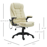 HOMCOM Massage Office Chairs Computer Executive Ergonomic Heated Vibrating Beige(m-3)