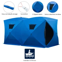 Outsunny Fishing Tent 5-8 Person Pop-up Ice Shelter Ice Fishing Tent Outdoor Portable(m-4)