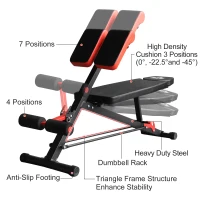 Soozier Multi-Functional Adjustable Hyper Extension Dumbbell Bench(m-4)
