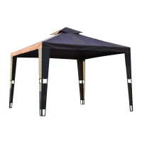 Outsunny 9.84'x9.84' Gazebo Canopy Top Replacement Cover 2 Tier Outdoor Garden Water-resistant UV Protected Coffee(m-7)