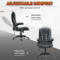 HOMCOM Executive Office Chairs Heated Massage High Back Reclining Office Chair Swivel Leather Adjustable Vibrating Furniture Black(m-6)