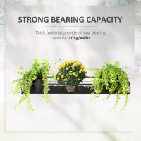 Outsunny 43'' x 12'' Hanging Flower Pot Stand Rack with Hooks, Metal Plant Pot Holder, Railing Shelf, Windows Decorate for Outdoor Garden Balcony Fence Patio(m-4)
