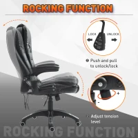 HOMCOM Executive Office Chairs Heated Massage High Back Reclining Office Chair Swivel Leather Adjustable Vibrating Furniture Black(m-5)
