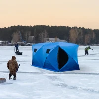 Outsunny Fishing Tent 5-8 Person Pop-up Ice Shelter Ice Fishing Tent Outdoor Portable(m-2)