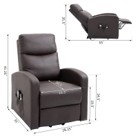 HOMCOM Lift Chair Recliner 8- Point Massage Sofa Electric Power Lift Recliner Over Padded PU Leather W/ Remote Controllers(m-3)