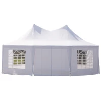 Outsunny Event Tent 22.3ft Octagonal Wedding Party Outdoor Shelter with 8 Removable Walls White(m-9)