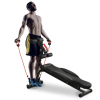 Soozier Multifunctiona Fitness Bench with Adjustable Handle Leg Lifts for Home Gym, Black(m-7)