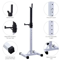 [Pick Up Only]Soozier Squat Stand Adjustable Stable Squat Stand Portable 2 Bars Holder (Black/White)(m-5)
