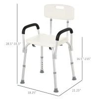 HOMCOM  Medical Shower Chair AdjustableBathtub Bench Bath Seat with Arms and Backrest(m-3)