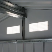 Outsunny 9'x6.3'Garden Storage Outdoor Shed w/ Floor Foundation Outdoor Yard Metal Tool Storage House Grey White(m-8)